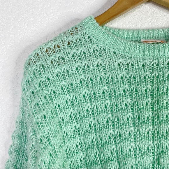 Vintage Country Craft Seafoam Mint Green Crochet Knit Pullover Sweater - Picture 3 of 6